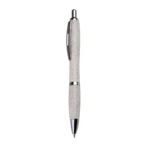 Kugelschreiber aus Weizenstroh mit silbernen Appli